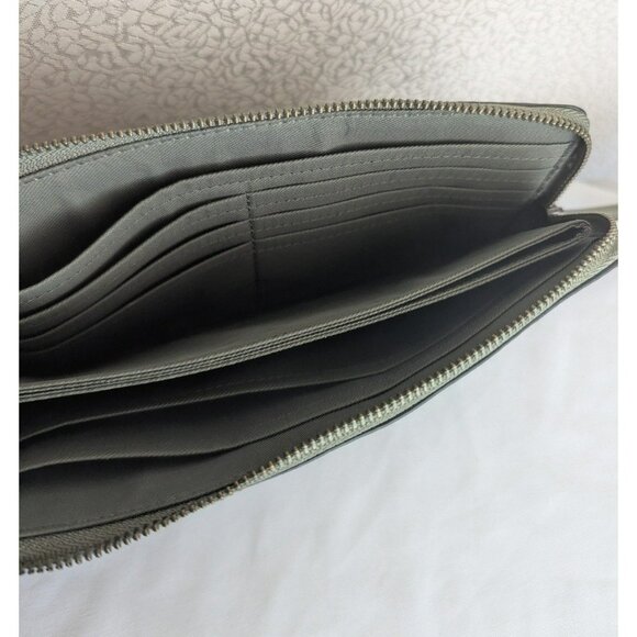 Coach L Zip Wallet Wristlet In Refined Grain Leather Olive Green Gunmetal 53413 - Picture 9 of 12